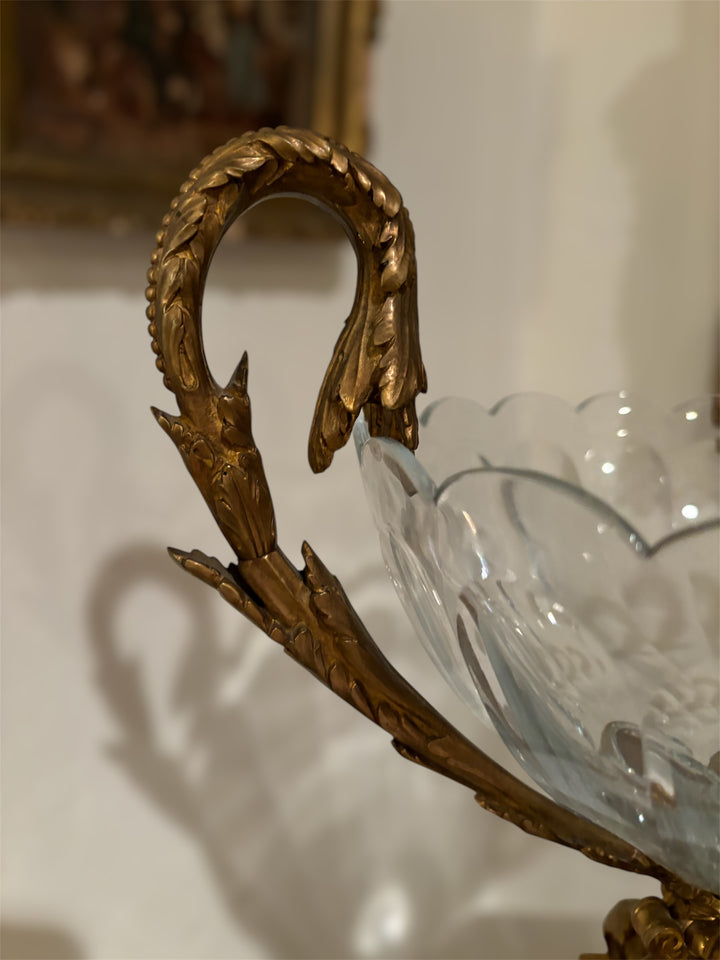 Large Baccarat crystal and bronze centerpiece