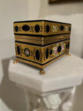 Large Murano Black Opaline 24k gold enameled and painted casket