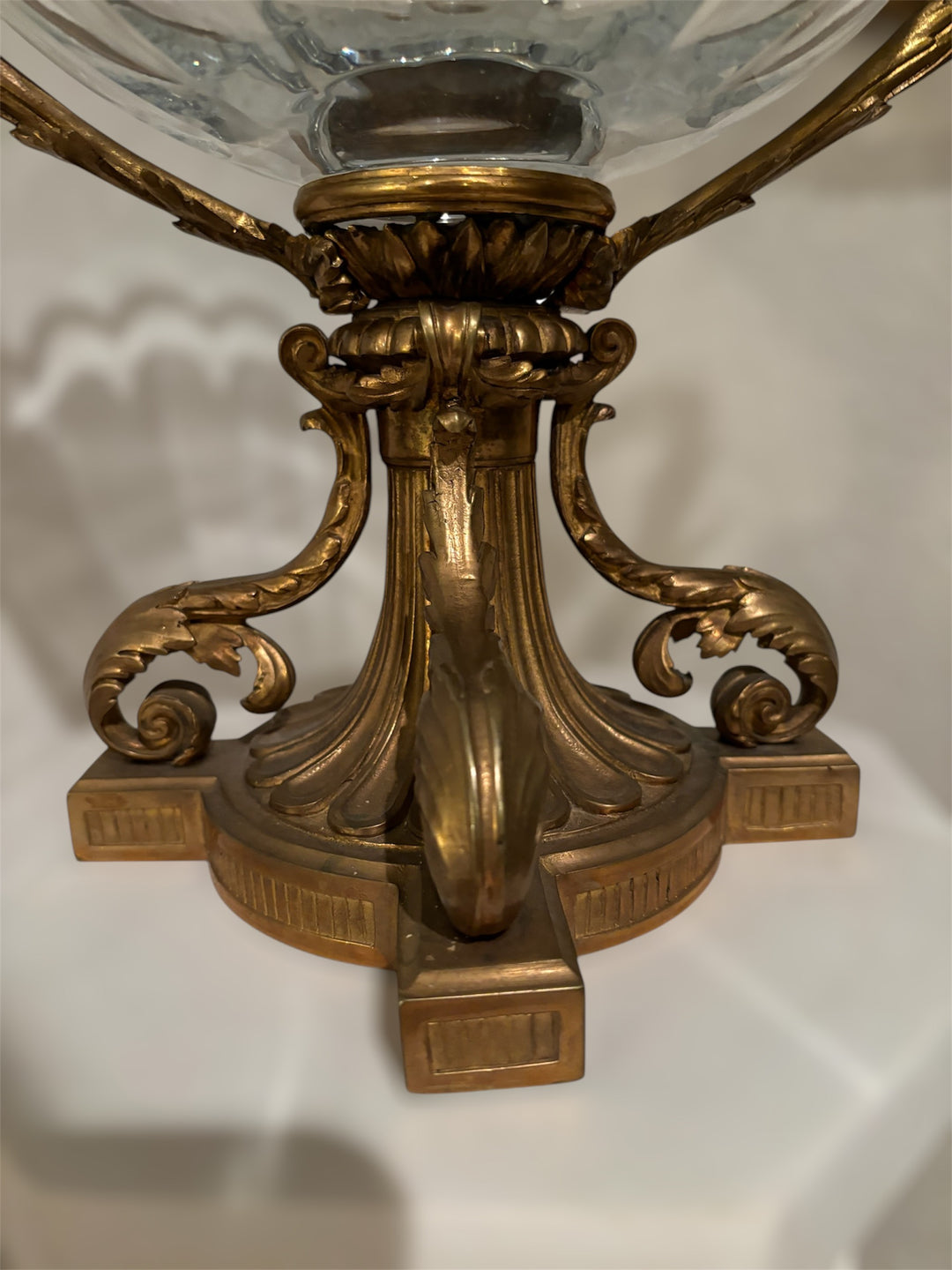 Large Baccarat crystal and bronze centerpiece