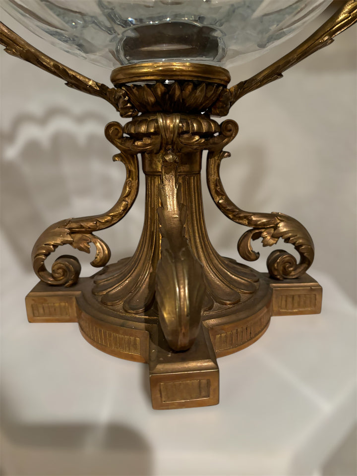 Large Baccarat crystal and bronze centerpiece