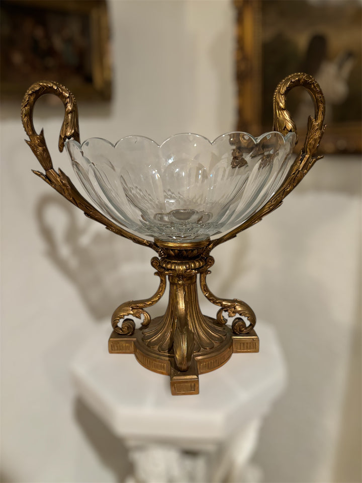 Large Baccarat crystal and bronze centerpiece