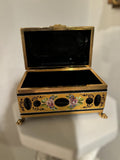 Large Murano Black Opaline 24k gold enameled and painted casket