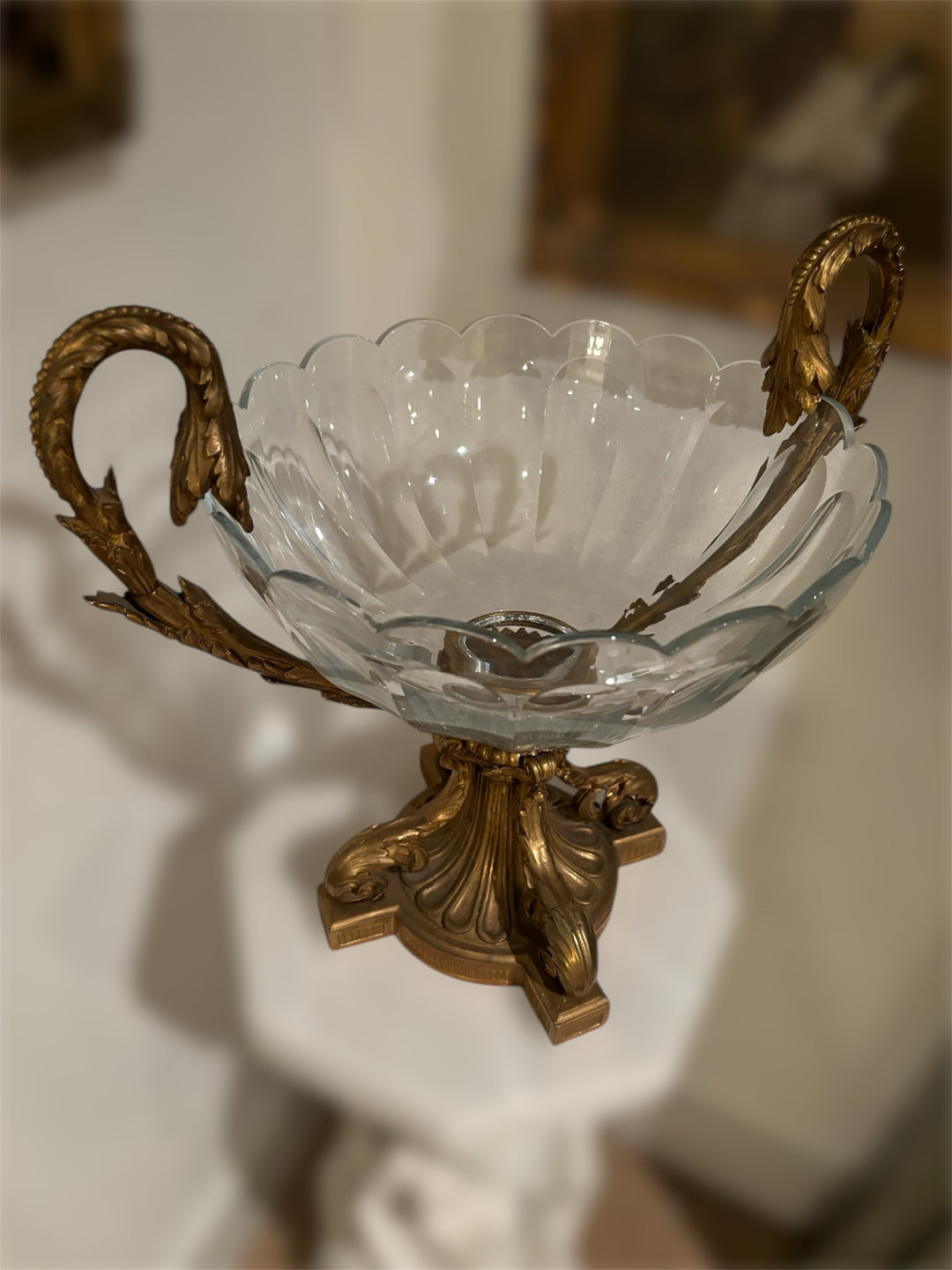 Large Baccarat crystal and bronze centerpiece
